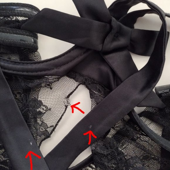 Vintage 2000s Frederick’s of Hollywood Black Lace Open Cup Halter Babydoll - Picture 14 of 14